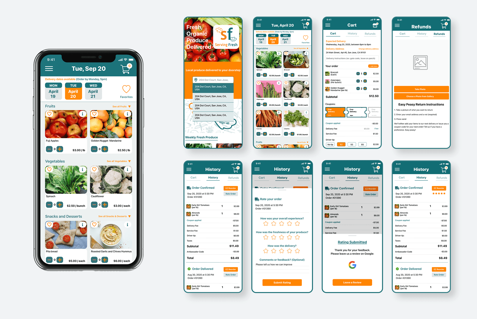 Mobile and web mockups